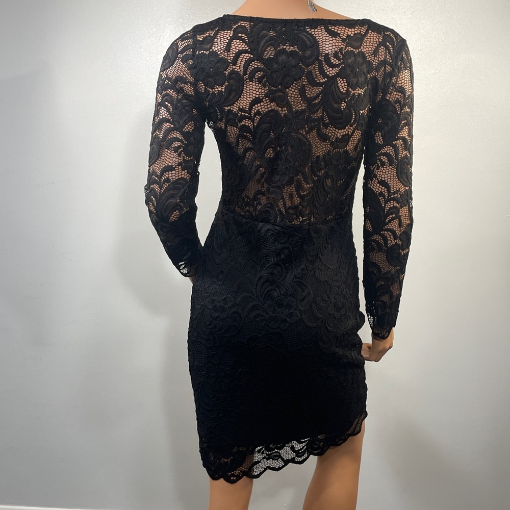 *Ambiance Women's Black Lace Bodycon Dress Sz L - Picture 5 of 9